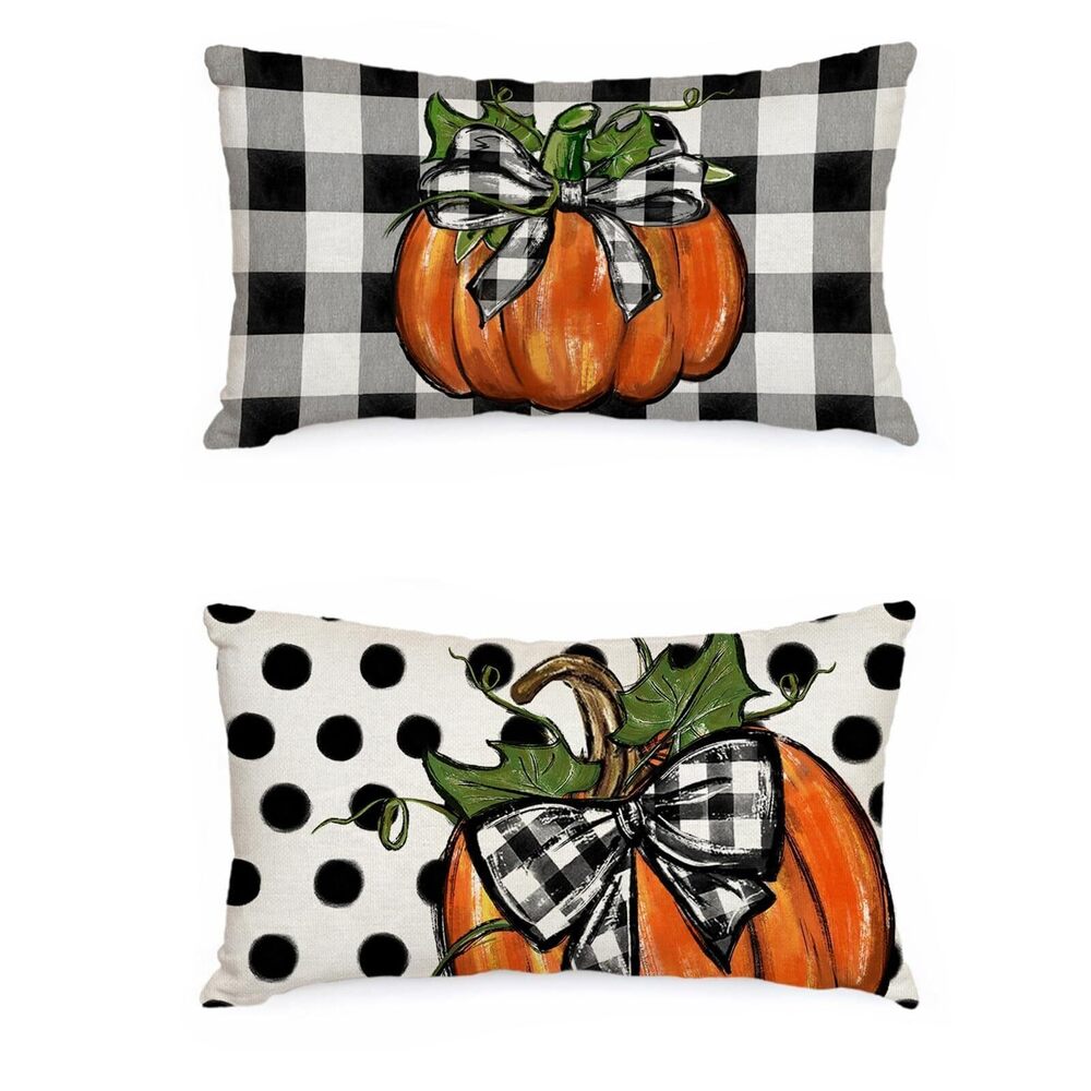 1287 Fall Pumpkin Pillow Covers 12x20 Inch for Home Decor